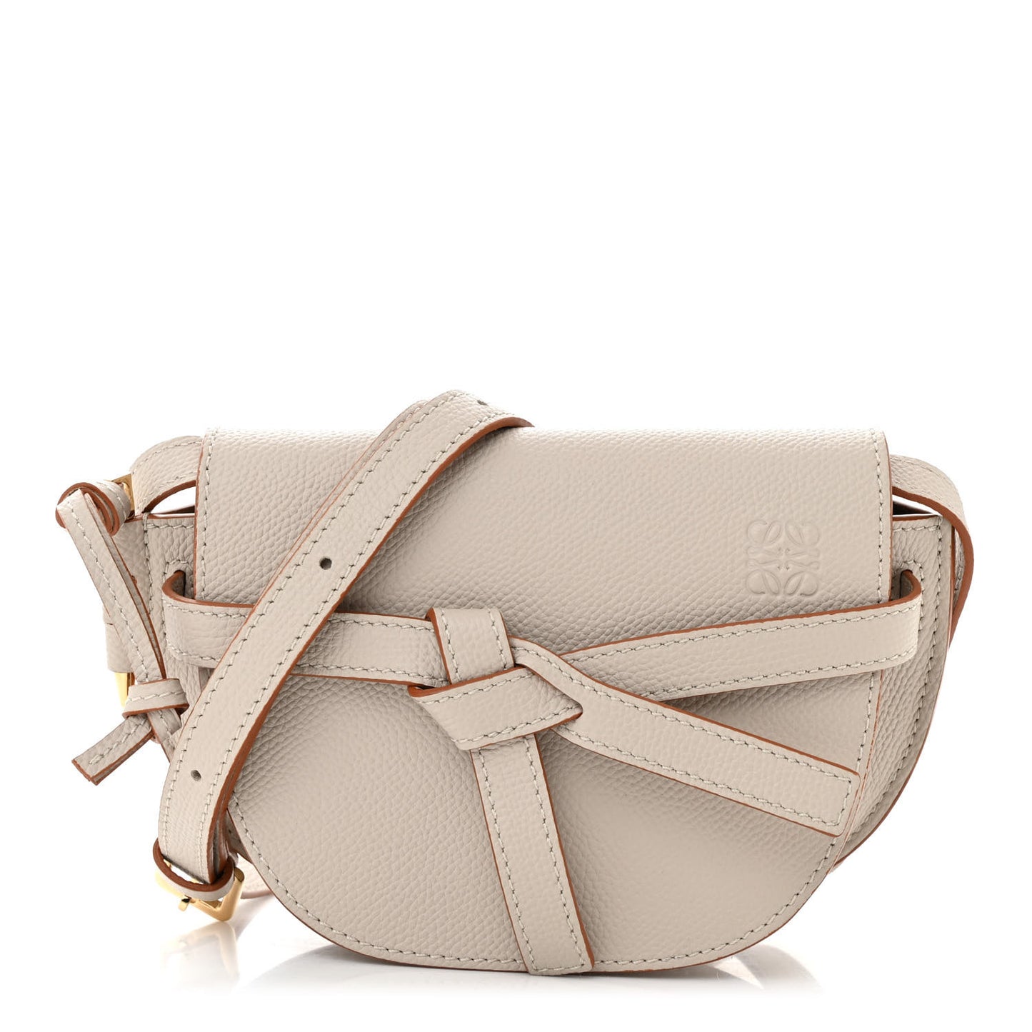 Grained Calfskin Mini Gate Dual Bag Light Ghost