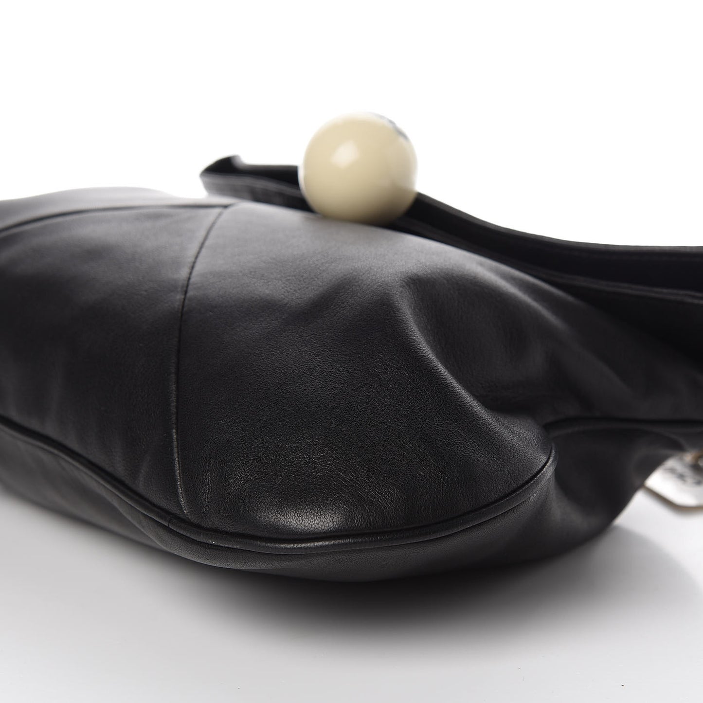 Lambskin Coco Ball Fold Over Bag Black