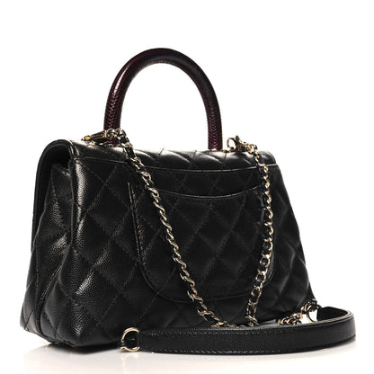 Chanel Caviar Lizard Embossed Quilted Mini Coco Handle Flap Black 3 of 10