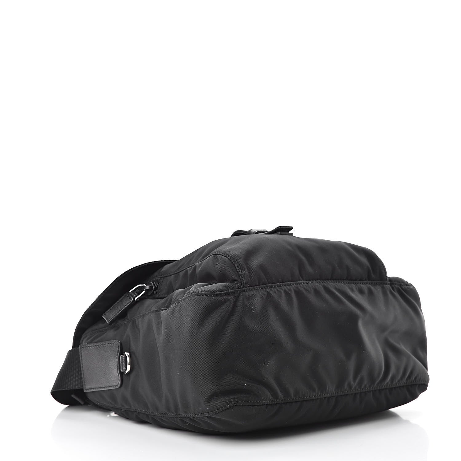 Prada Nylon Vela Saffiano Single Buckle Messenger Shoulder Bag Black 4 of 11