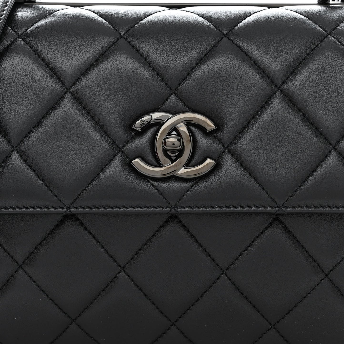 Lambskin Quilted Small Trendy CC Dual Handle Flap Bag So Black