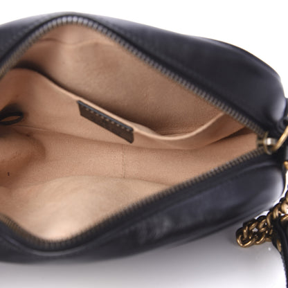 Gucci Calfskin Matelasse Mini GG Marmont Chain Shoulder Bag Black 5 of 10