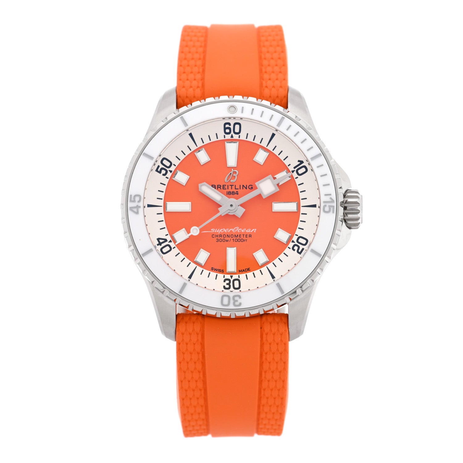 Breitling Stainless Steel Rubber 36mm Superocean II Automatic Watch Tangarine A17377211O1S1 1 of 5