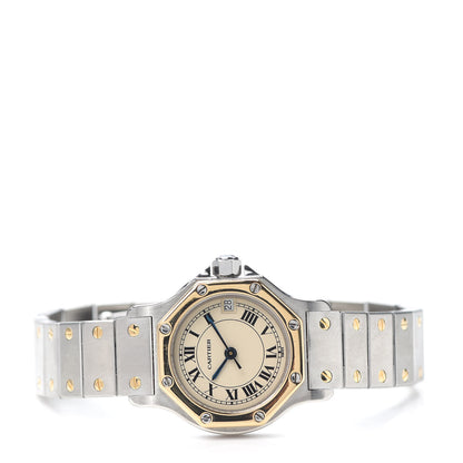 Cartier Stainless Steel 18K Yellow Gold 25mm Santos Octagon Quartz Watch 2 of 5
