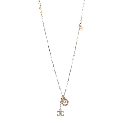 Chanel Pearl Crystal CC Necklace Gold 1 of 5