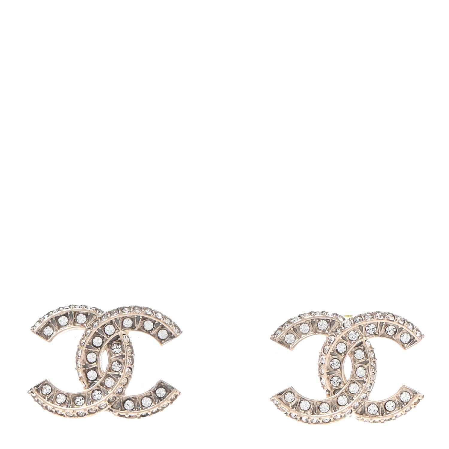 Chanel Crystal Timeless CC Earrings Light Gold 1 of 5