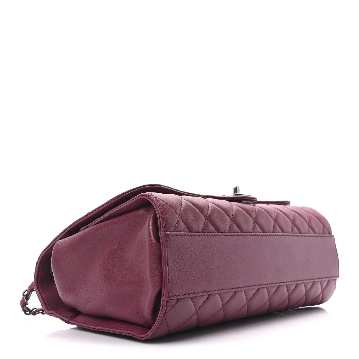 Chanel Lambskin Quilted Jumbo Grocery By Chanel Drawstring Shopping Bag Dark Pink 4 of 10