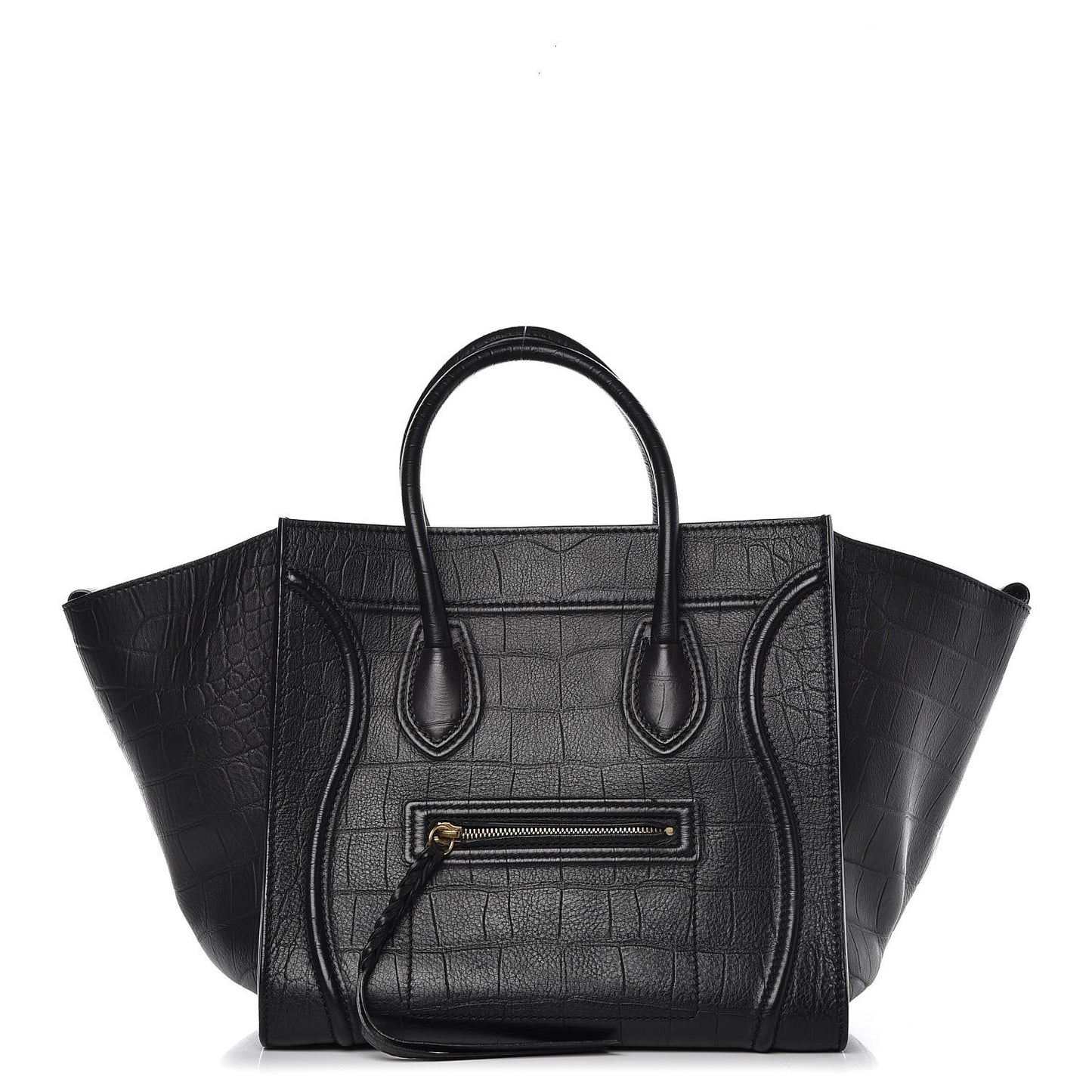 Crocodile Embossed Calfskin Medium Phantom Luggage Black