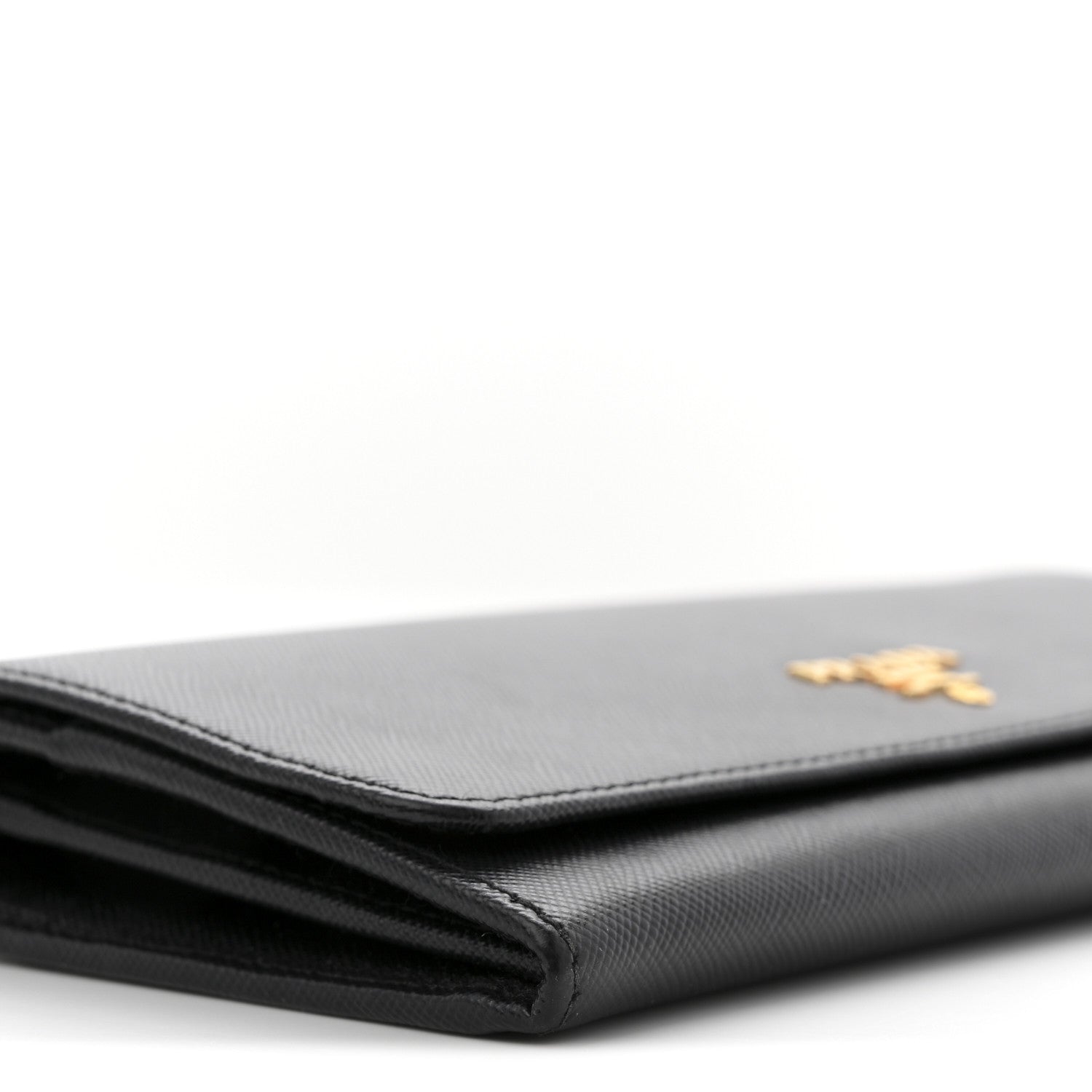 Prada Saffiano Metal Oro Chain Wallet Black 9 of 11