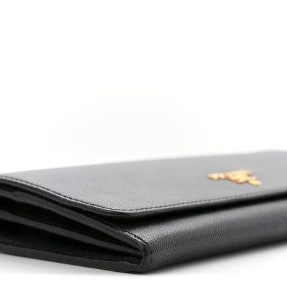 Prada Saffiano Metal Oro Chain Wallet Black 9 of 11