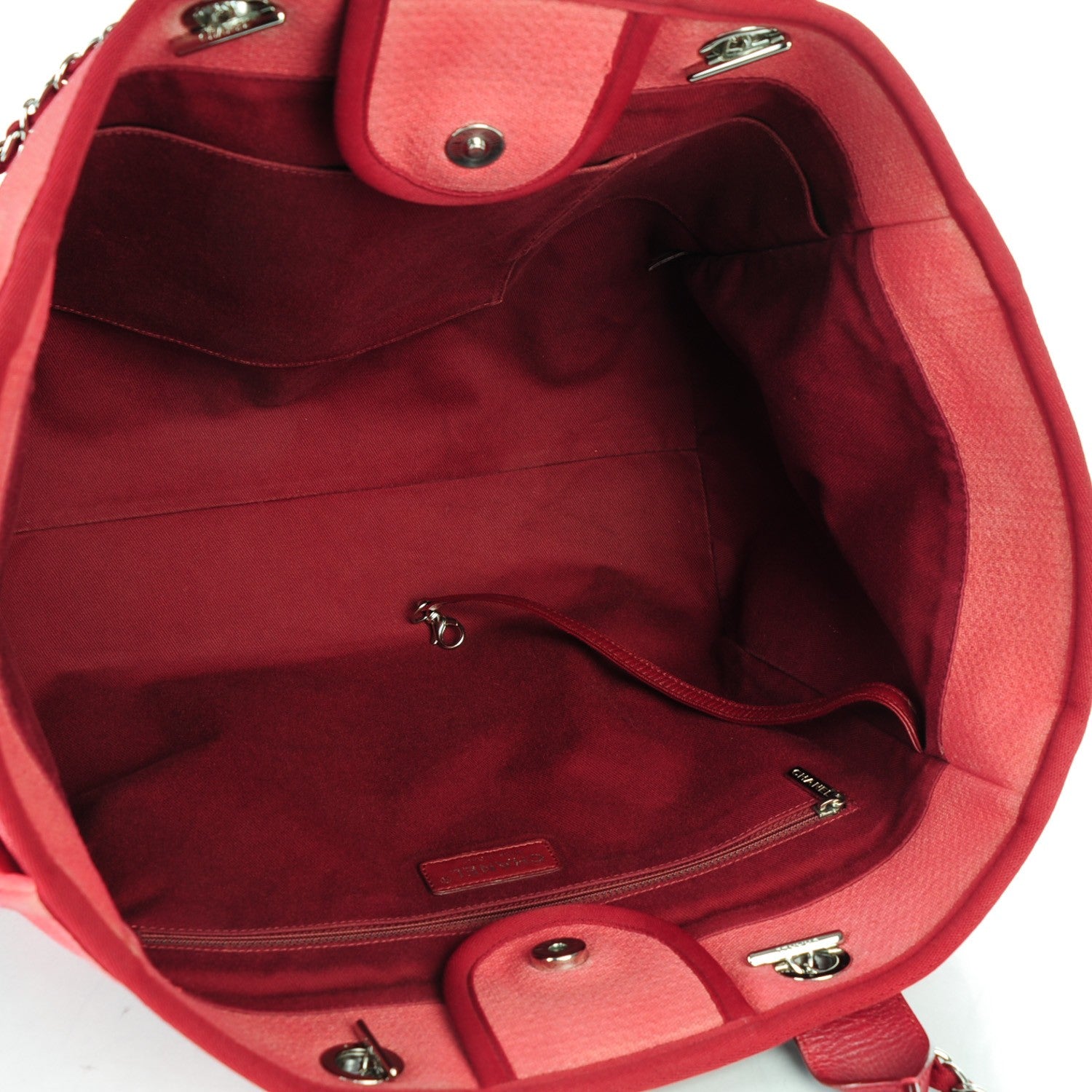 Chanel Canvas Large Deauville Tote Red 5 of 8