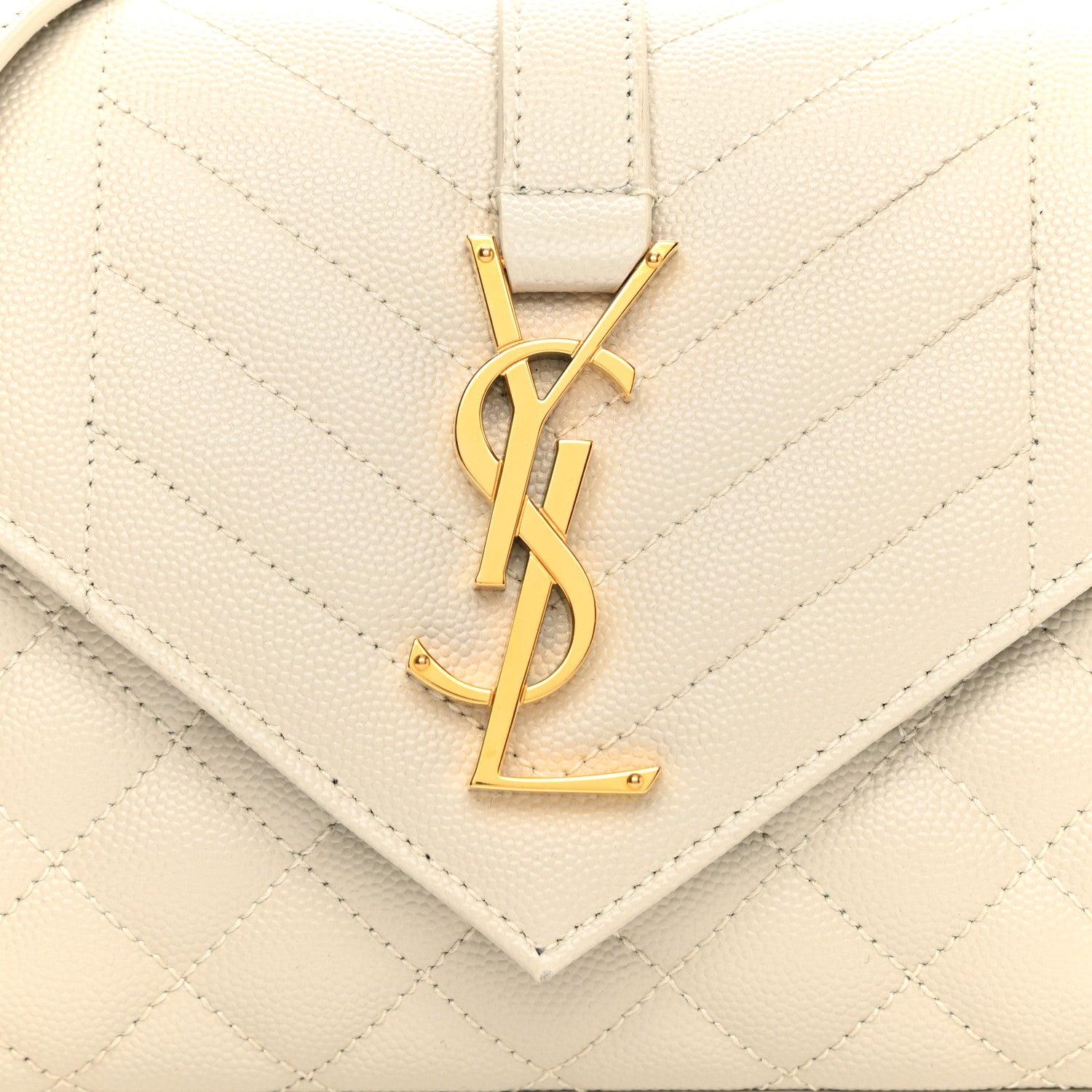Saint Laurent Grain De Poudre Textured Mixed Matelasse Triquilt Small Monogram Satchel Crema Soft 8 of 10