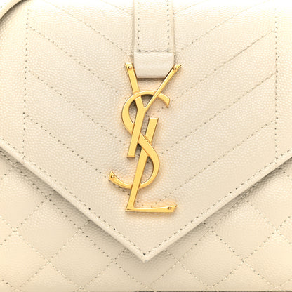 Saint Laurent Grain De Poudre Textured Mixed Matelasse Triquilt Small Monogram Satchel Crema Soft 8 of 10