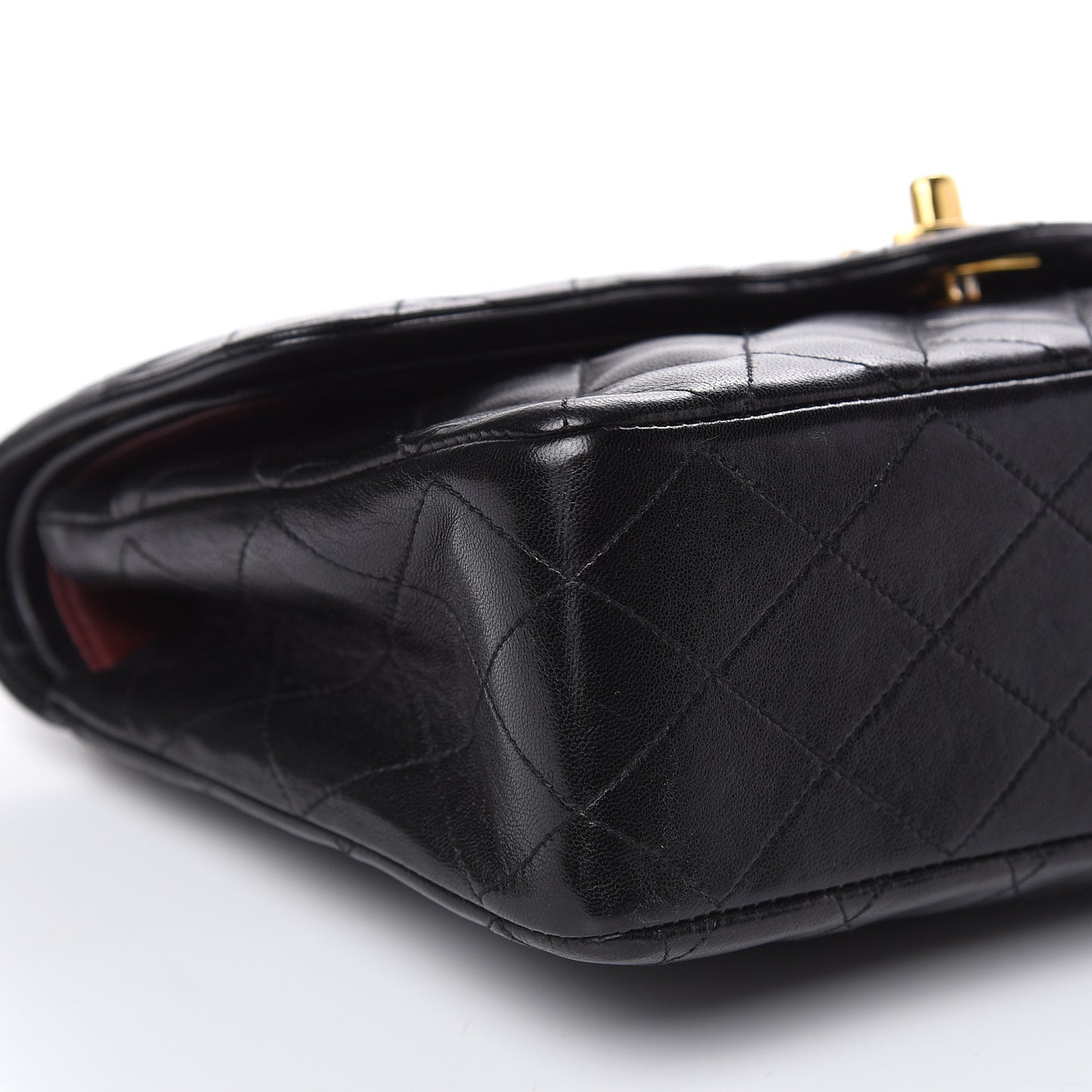 Lambskin Quilted Medium Double Flap Black