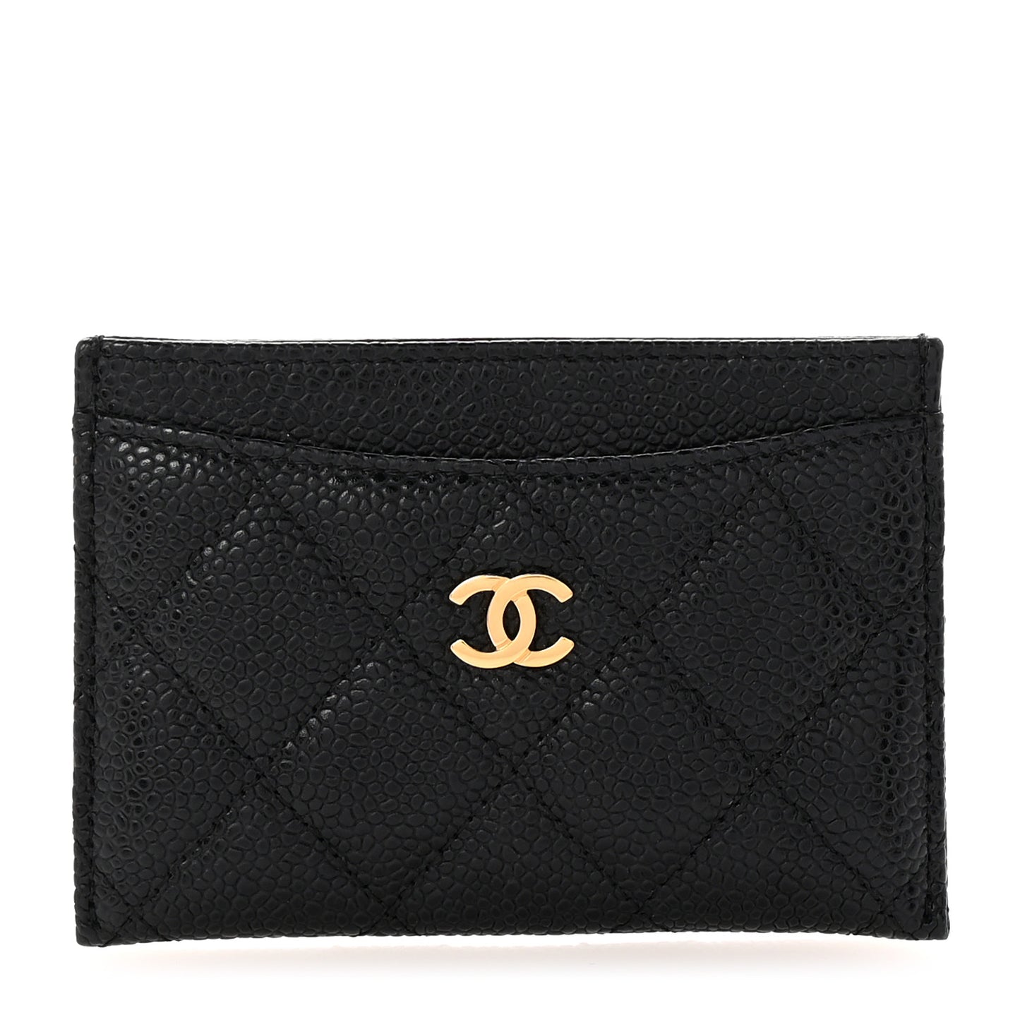 Caviar Quilted Card Holder Black
