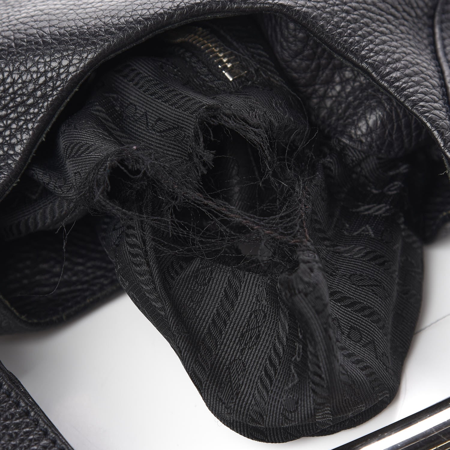 Prada Vitello Daino Metal Bar Top Handle Shoulder Bag Black 15 of 15