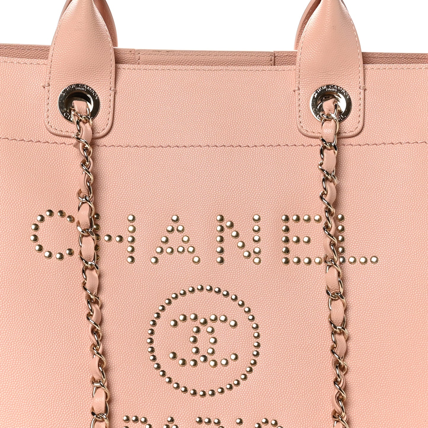 Caviar Small Studded Deauville Tote Light Pink