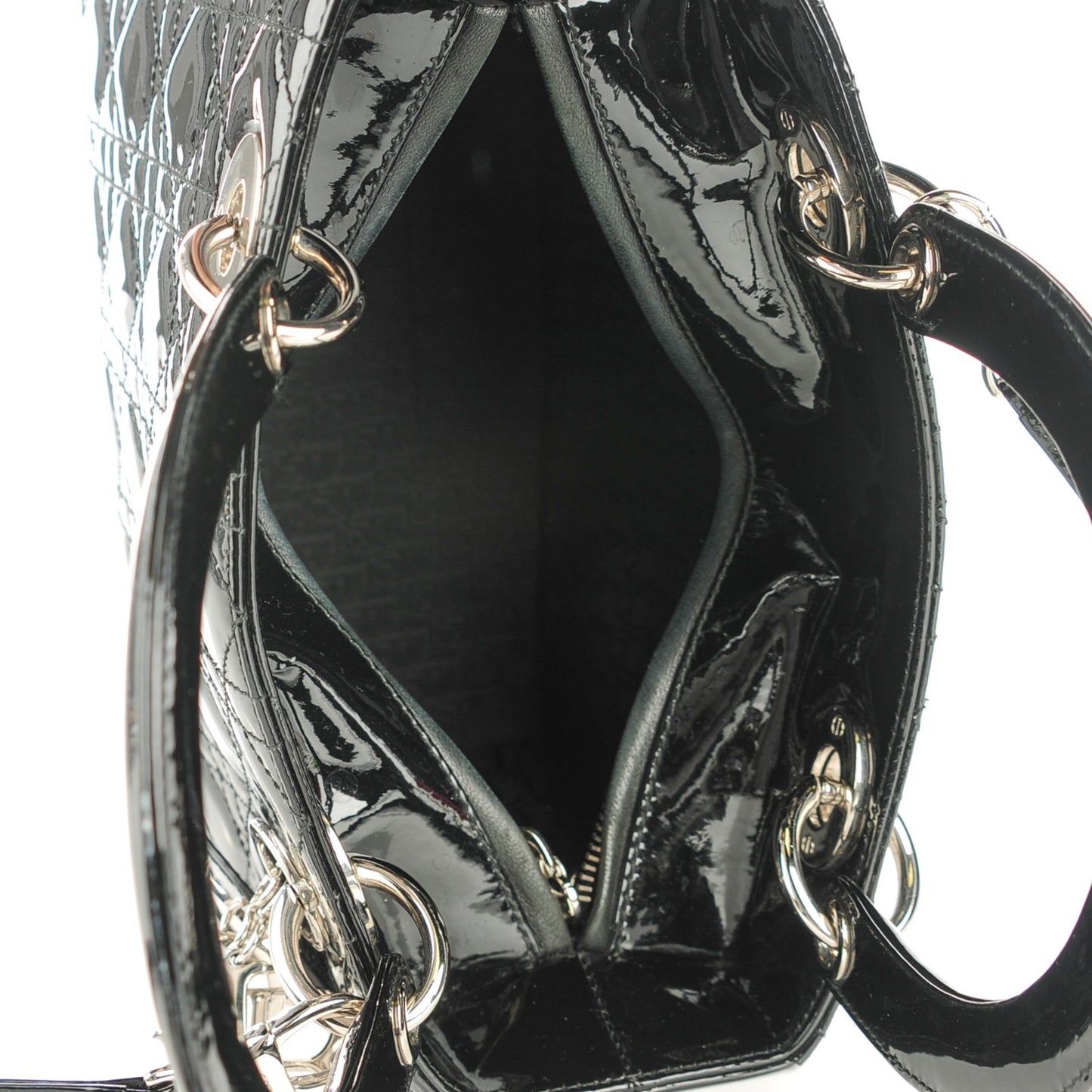 Patent Cannage Medium Lady Dior Black