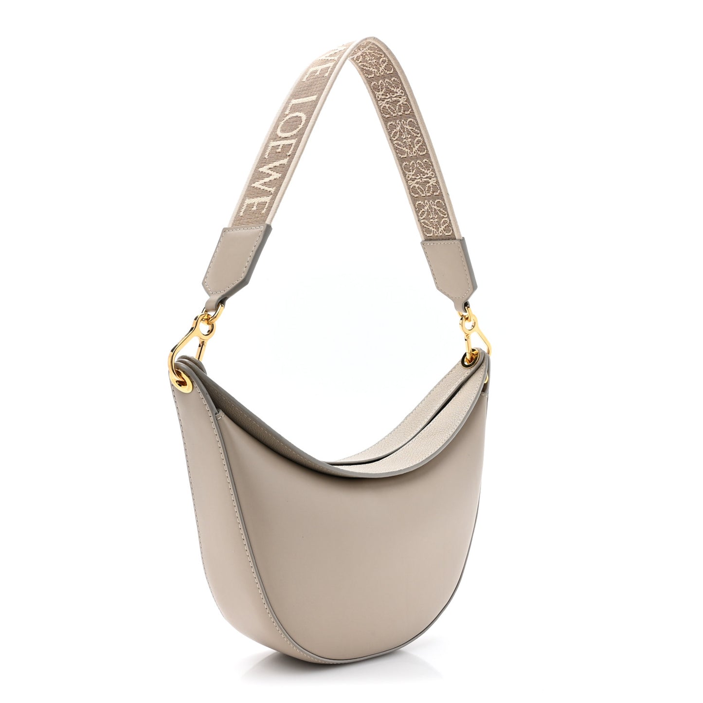 Satin Calfskin Jacquard Small Luna Bag Oat