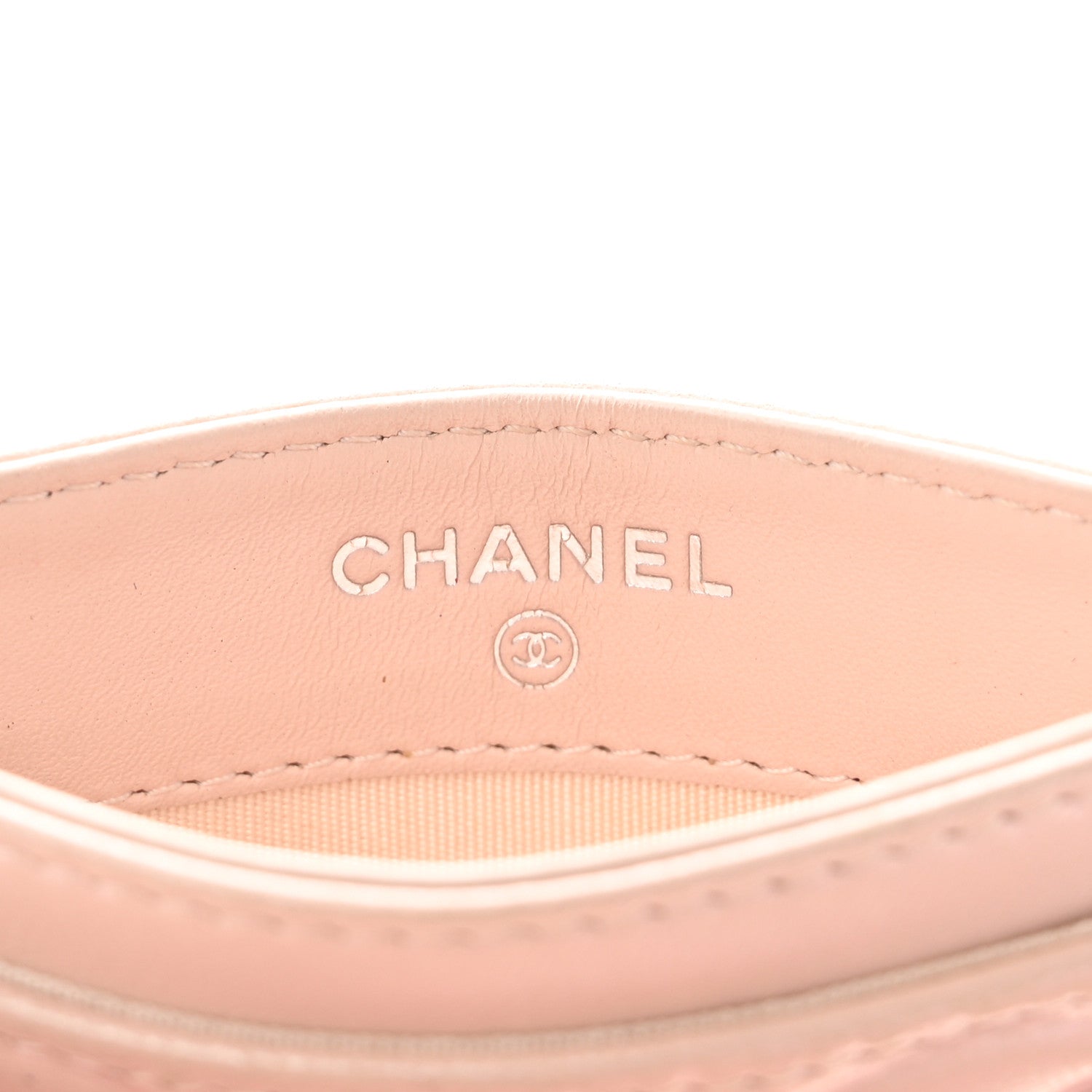 Chanel Iridescent Lambskin Camellia Embossed Card Holder Light Pink 6 of 9
