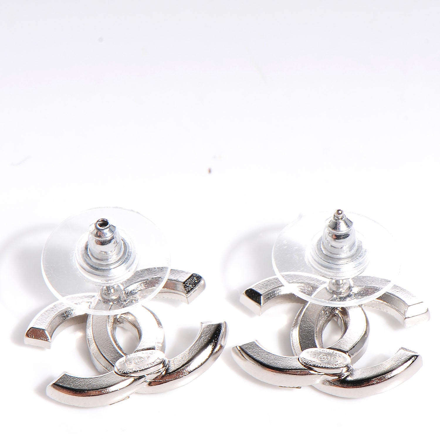 Chanel Crystal Baguette CC Earrings Grey 3 of 5