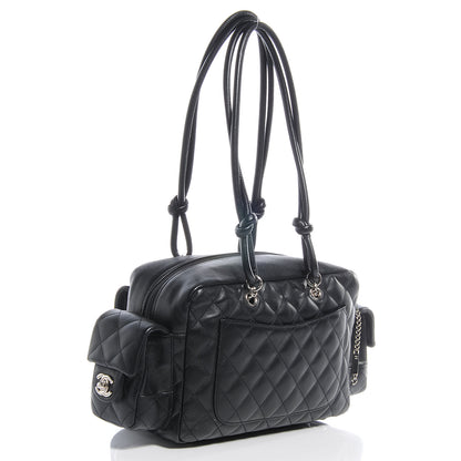 Chanel Calfskin Quilted Large Cambon Multipocket Reporter Black White 3 of 7