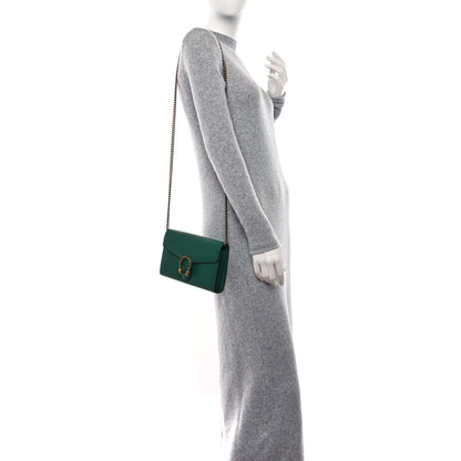 Gucci Calfskin Mini Dionysus Chain Wallet Emerald 3 of 12