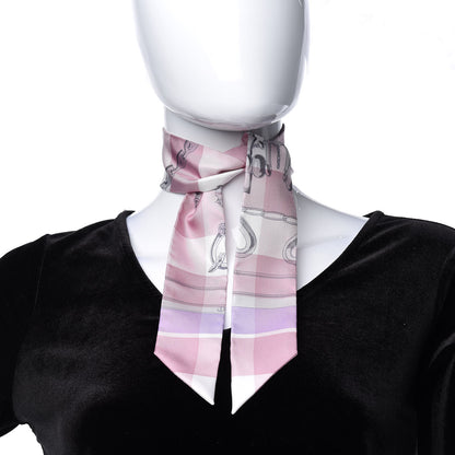 Hermes Silk Mors Et Gourmettes Vichy Twilly Parme Mauve White 2 of 5