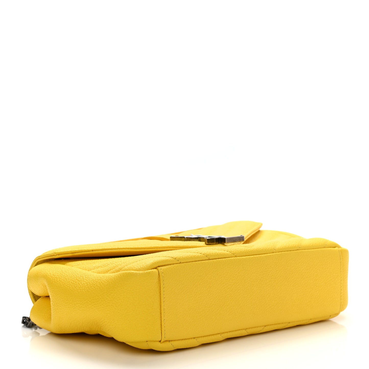 Grained Calfskin Matelasse Chevron Medium Monogram Chain Bag Mimosa