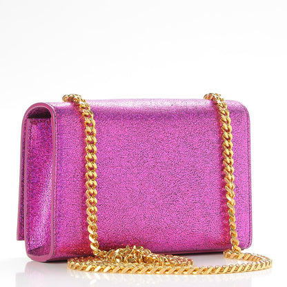 Saint Laurent Metallic Calfskin Small Classic Monogram Kate Satchel Fuchsia 3 of 6