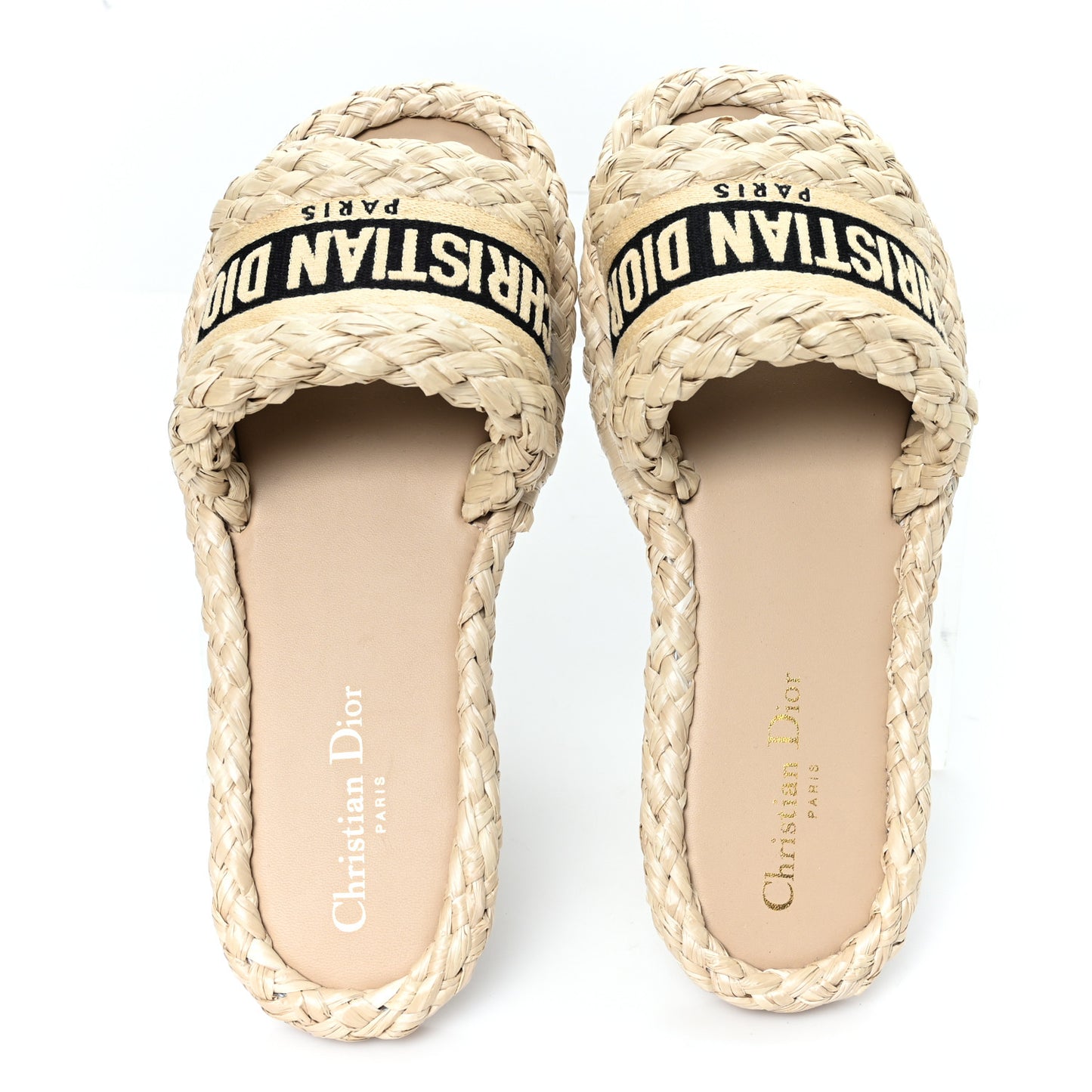 Raffia Embroidered Dway Mules Slide Sandals 38 Jute