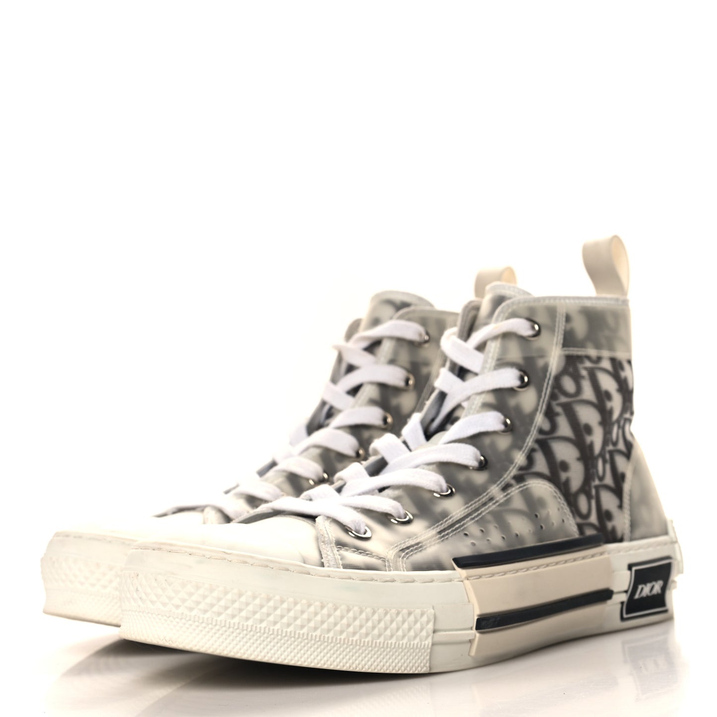 Technical Canvas Oblique B23 High Top Sneakers 38 White Black