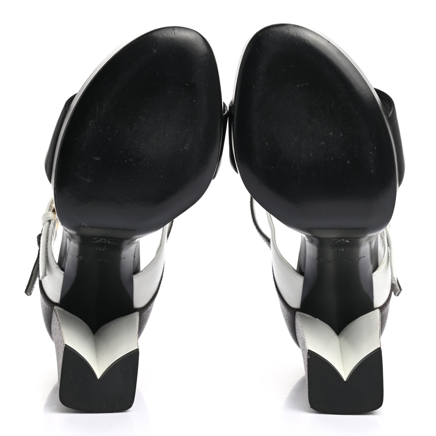 Louis Vuitton Calfskin Monogram Matchmake Cross Sandals 36 Black White 5 of 9