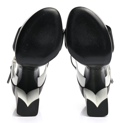 Louis Vuitton Calfskin Monogram Matchmake Cross Sandals 36 Black White 5 of 9