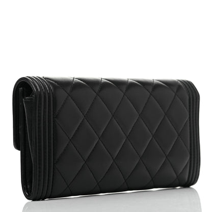 Chanel Lambskin Quilted Boy Flap Wallet Black 3 of 9