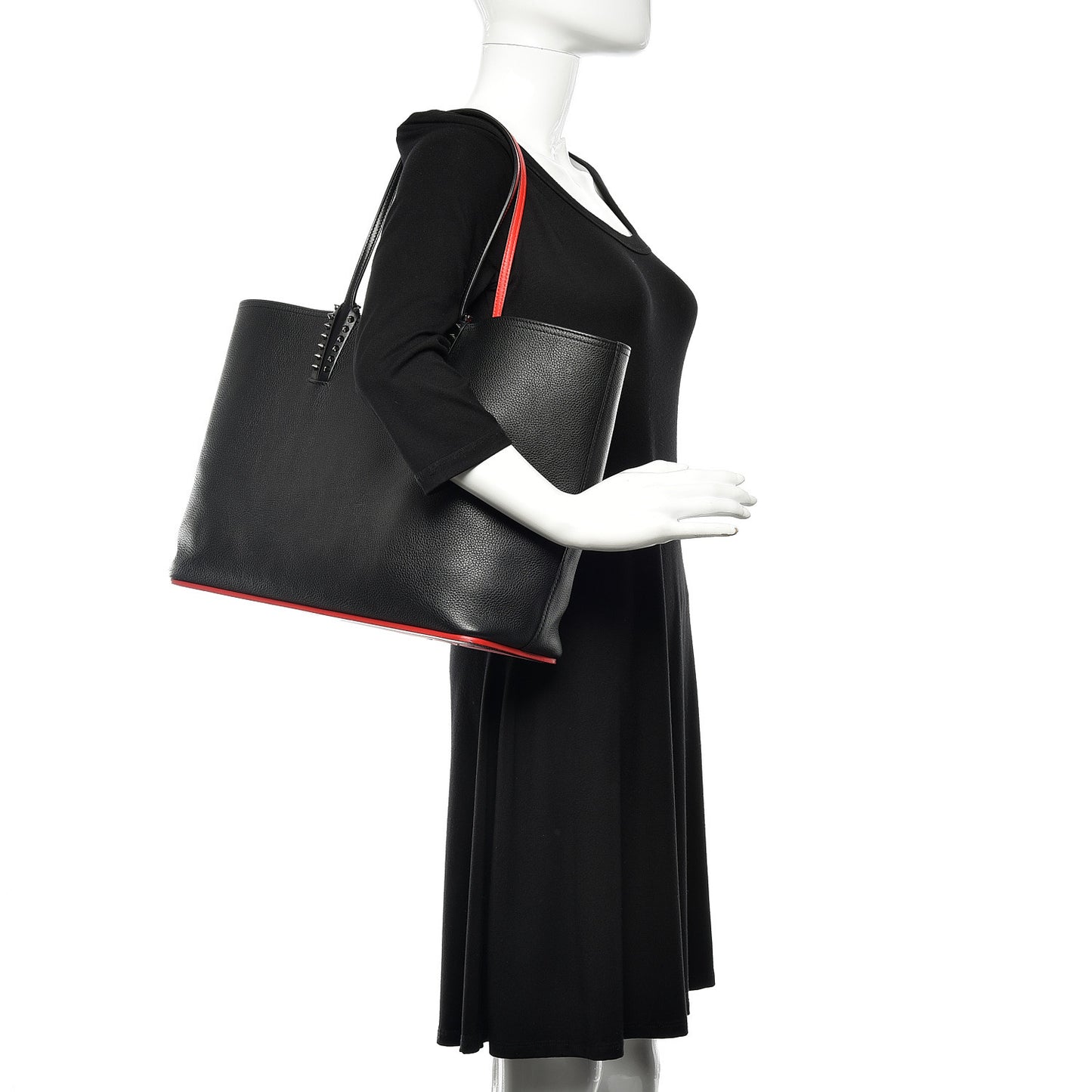 Calfskin Spikes East West Cabata Tote Black