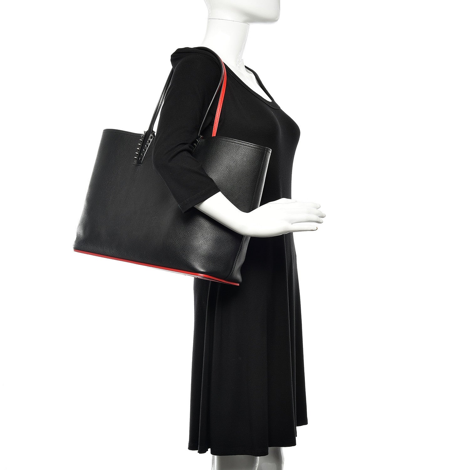 Christian Louboutin Calfskin Spikes East West Cabata Tote Black 2 of 10