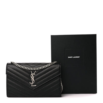 Saint Laurent Grain De Poudre Matelasse Chevron Monogram Chain Wallet Black 10 of 10