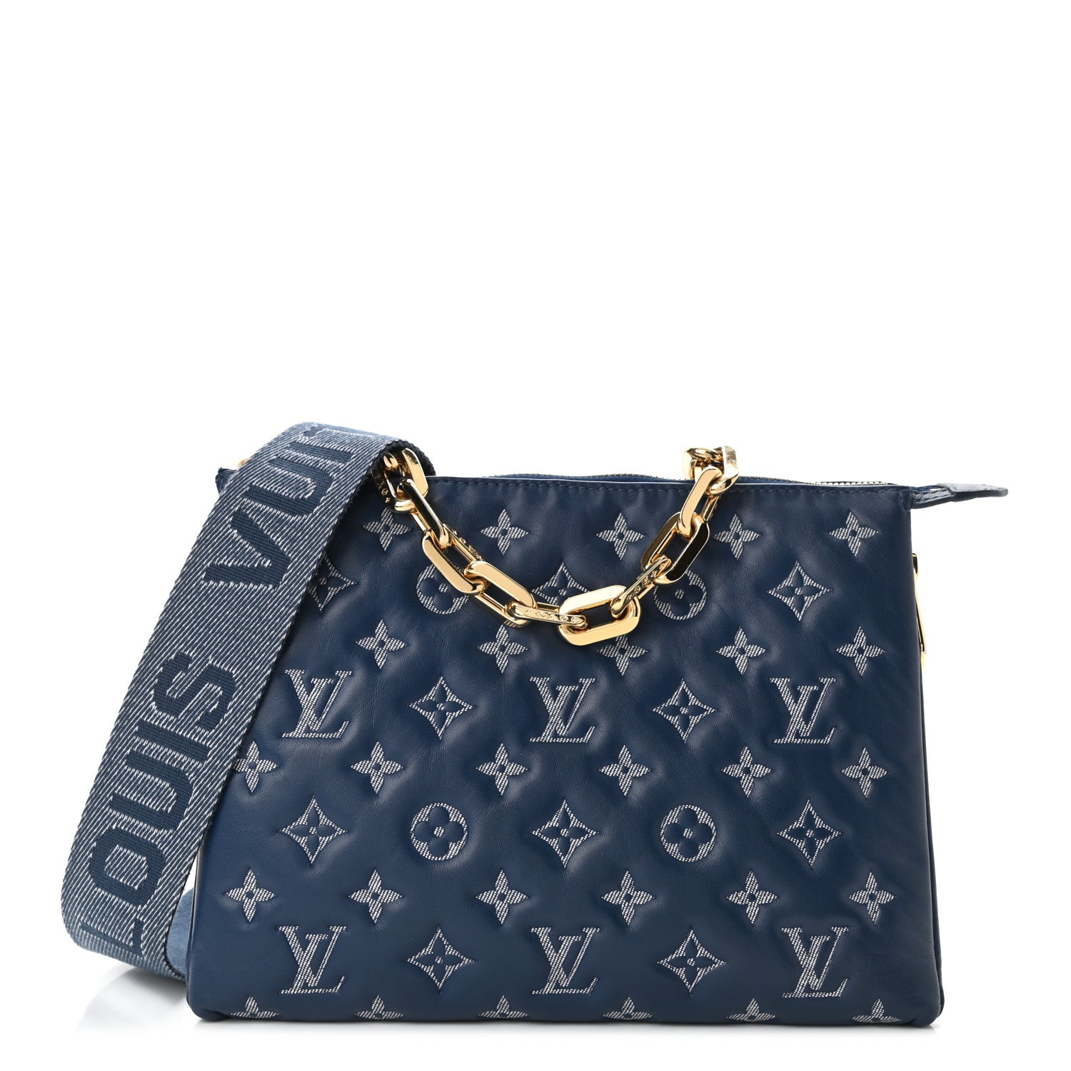 Louis Vuitton Lambskin Embossed Monogram Coussin PM Denim Blue 1 of 9