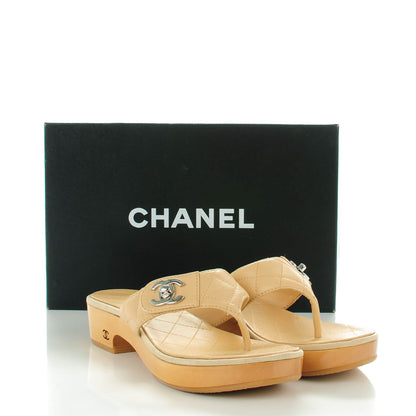 Chanel Lambskin Quilted CC Turnlock Sandals 39.5 Beige 8 of 8