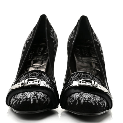 Gucci Suede Brocade Pumps 9 Black 3 of 9