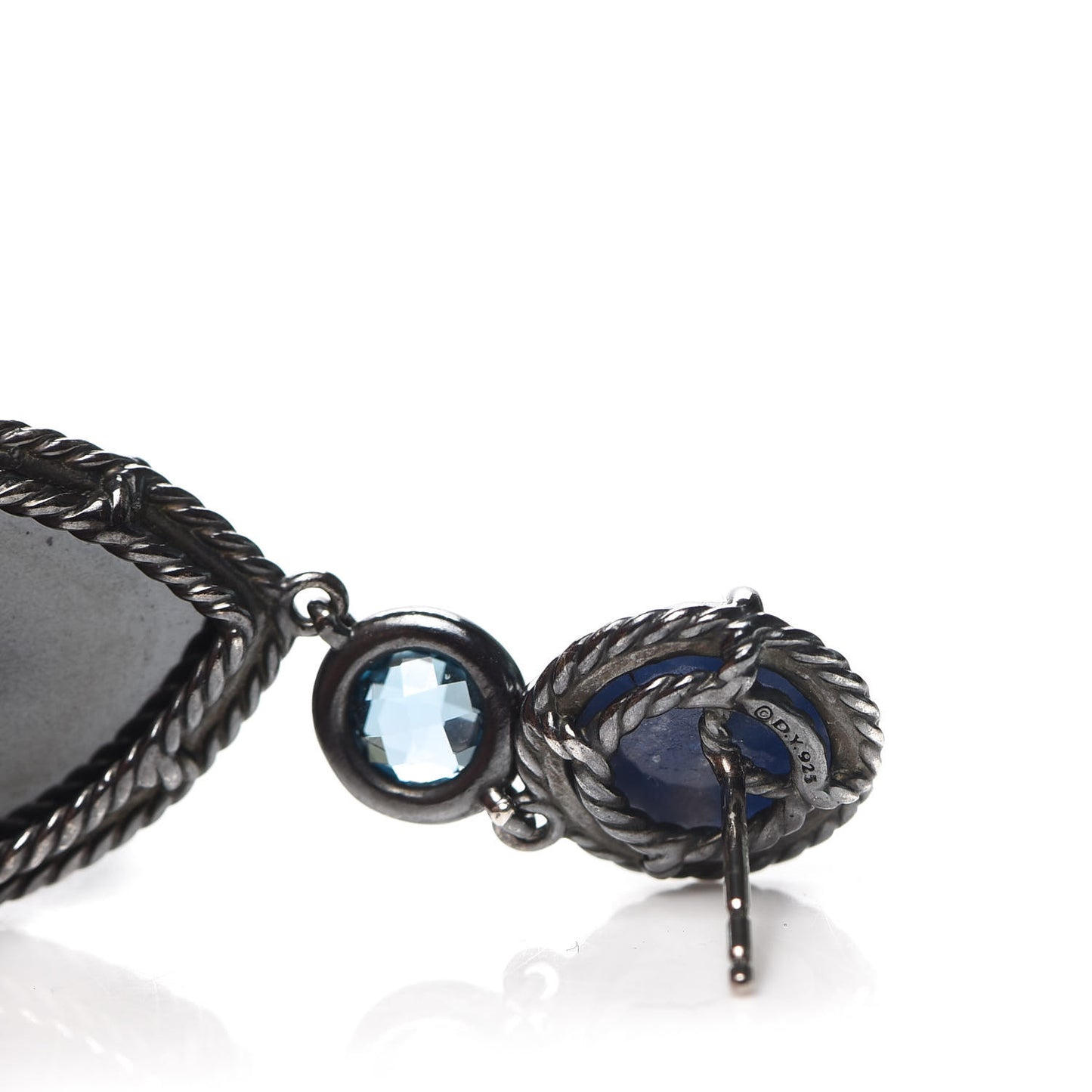 Sterling Silver Sapphire Hampton Blue Topaz Black Orchid Chatelaine Triple Drop Earrings