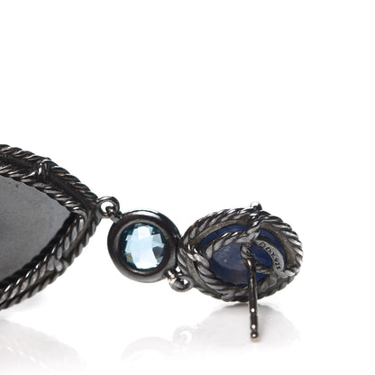 David Yurman Sterling Silver Sapphire Hampton Blue Topaz Black Orchid Chatelaine Triple Drop Earrings 4 of 4