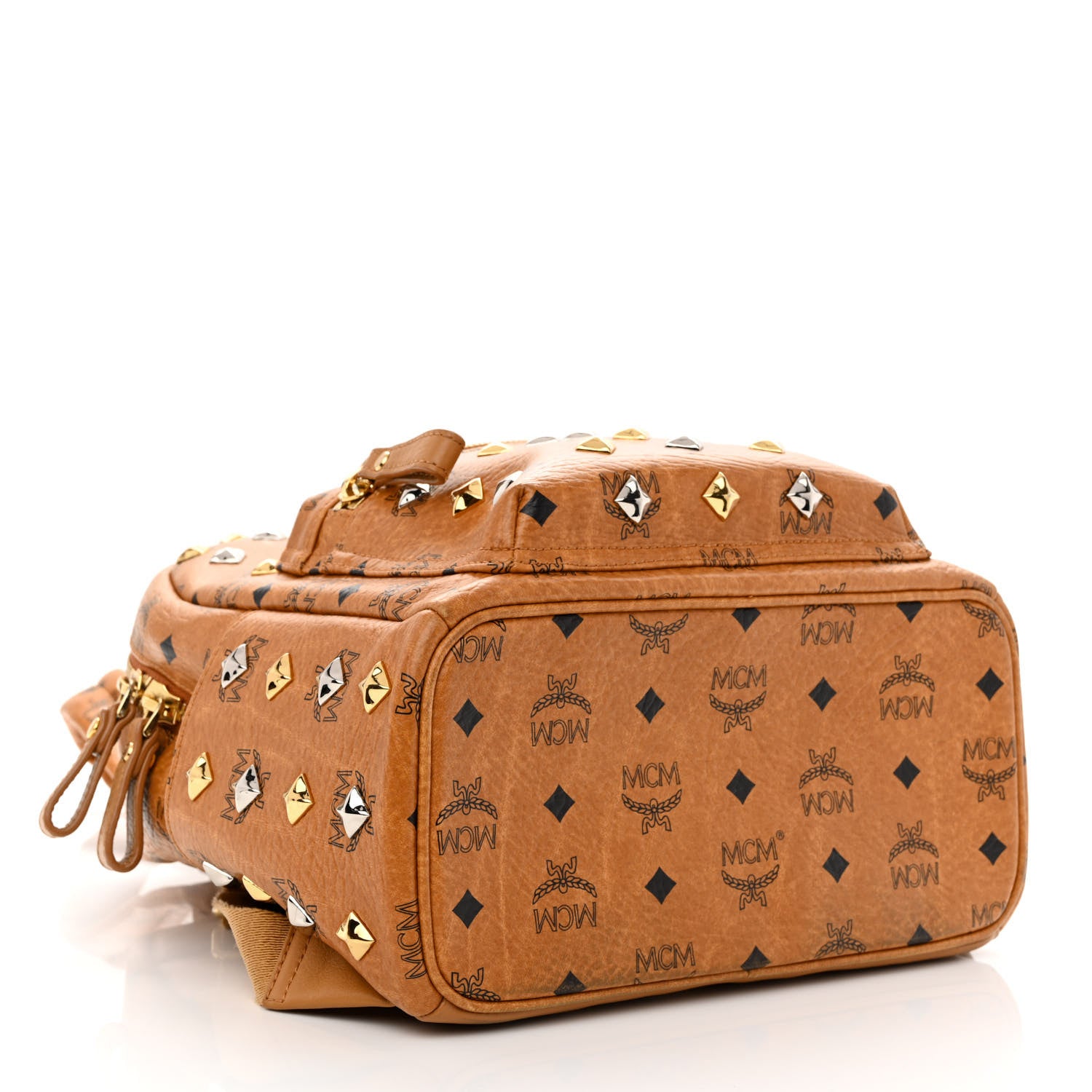 MCM Visetos Studded Small Stark Backpack Cognac 3 of 10