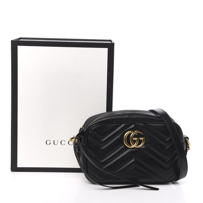 Gucci Calfskin Matelasse Mini GG Marmont Chain Shoulder Bag Black 12 of 12