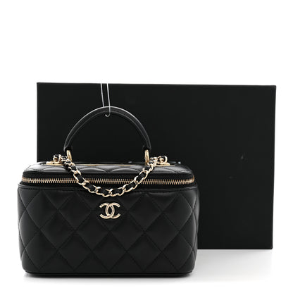 Chanel Lambskin Quilted Trendy Small Top Handle Vanity Case With Chain Black 10 of 10