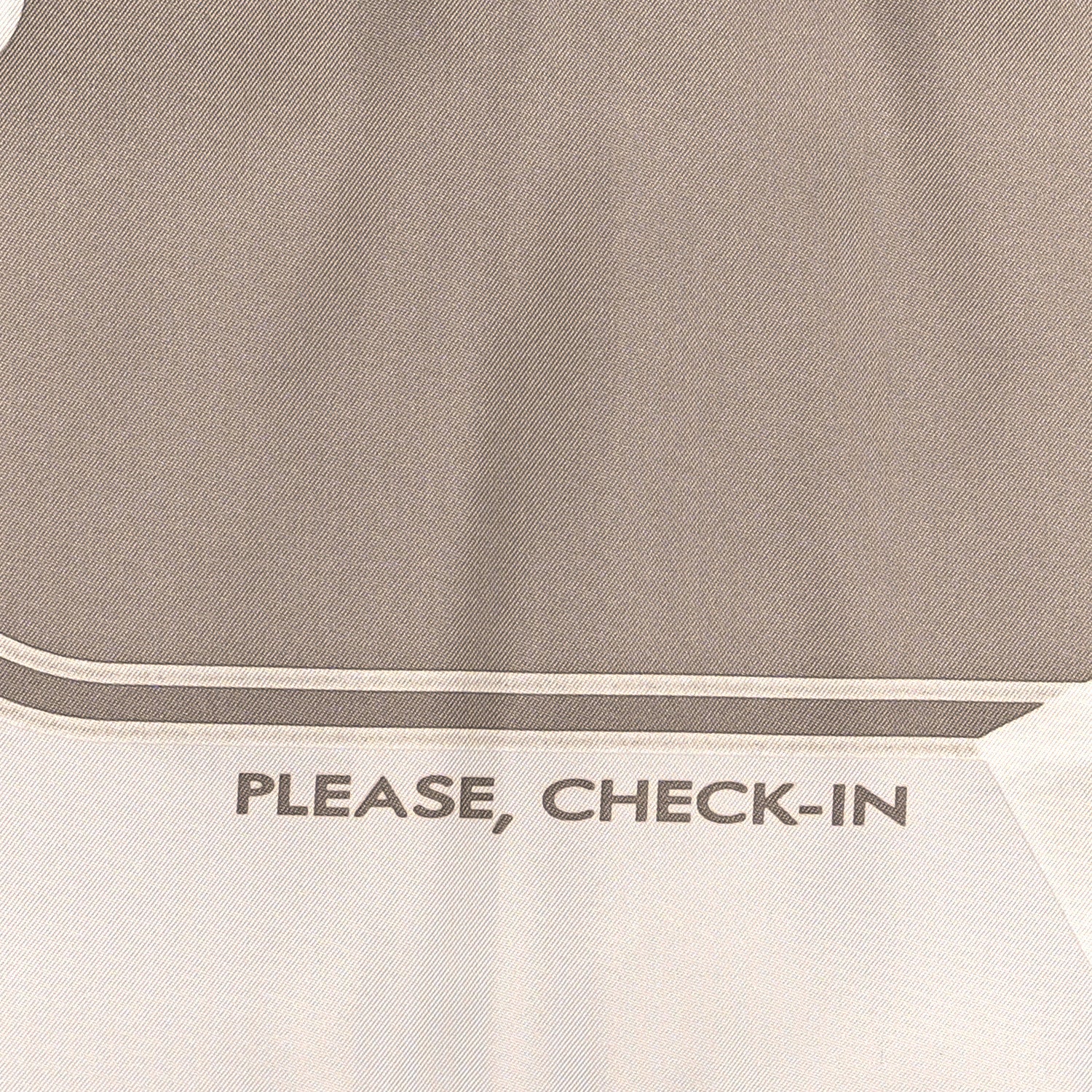 Hermes Silk Please Check In Scarf 90 Gris Perle Etoupe 4 of 4