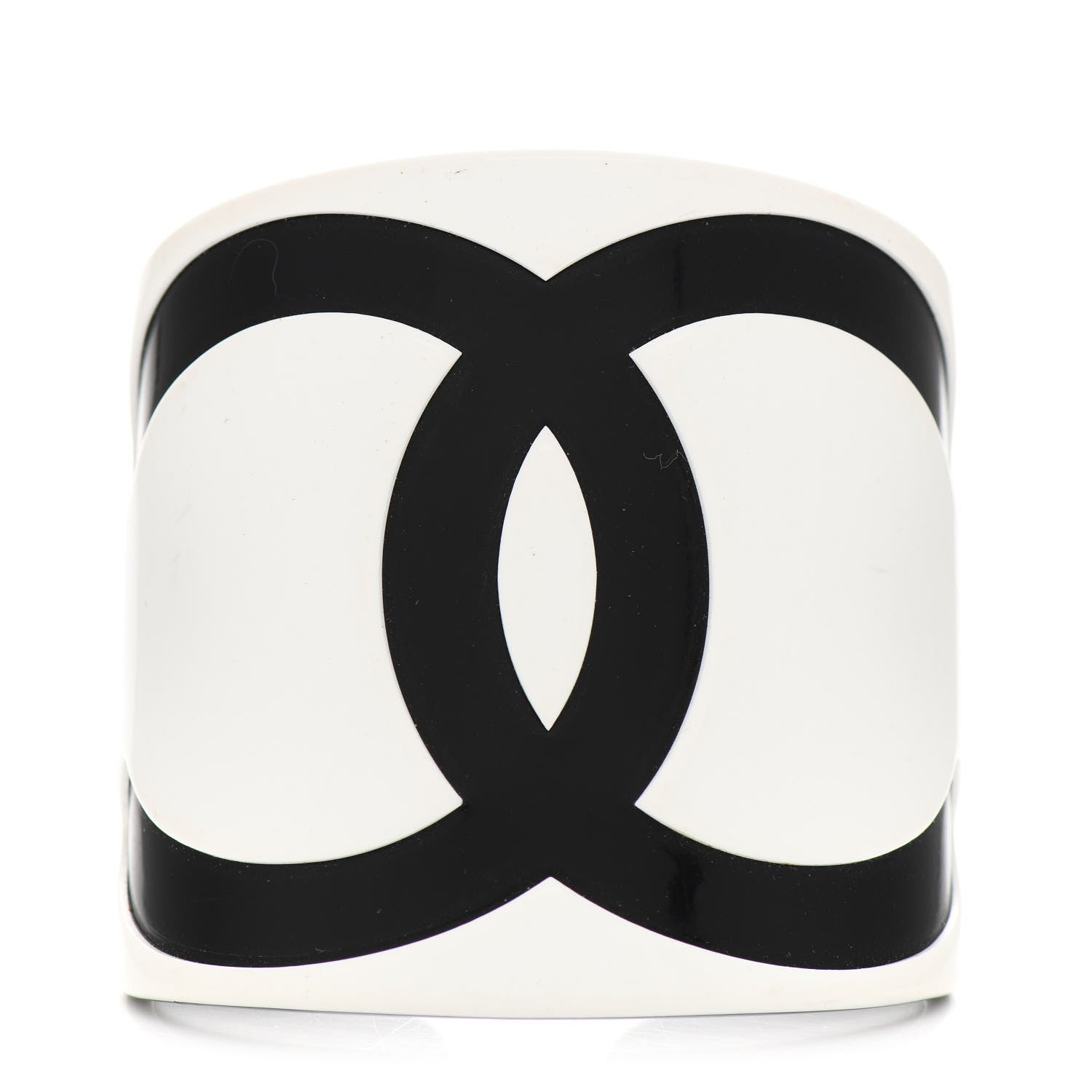 Chanel Resin CC Cuff White Black 1 of 3