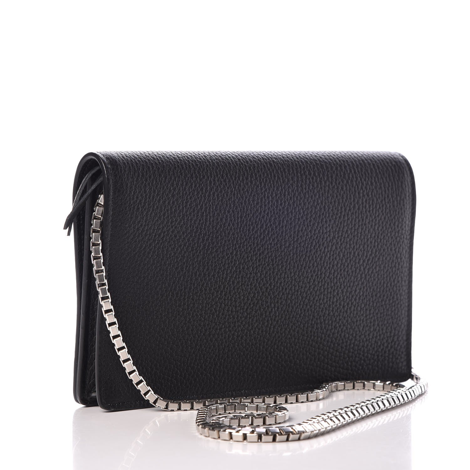 Balenciaga Grained Calfskin Classic Silver Hardware Wallet on Chain Black 3 of 7