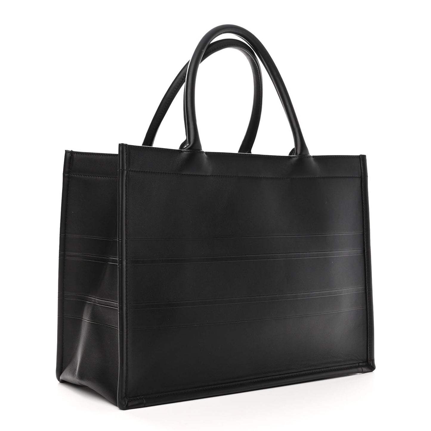 Calfskin Embossed Medium Book Tote Black
